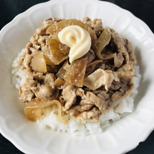 玉ねぎと豚肉の甘辛丼